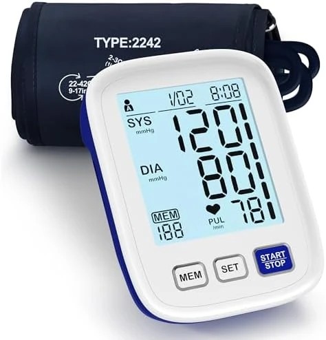 Upper Arm Electronic Blood Pressure Monitor, 9-17 Inches Cuff, Accurate Automatic Digital BP Machine, Large Backlit... — Blood Pressure Monitor, AQESO
