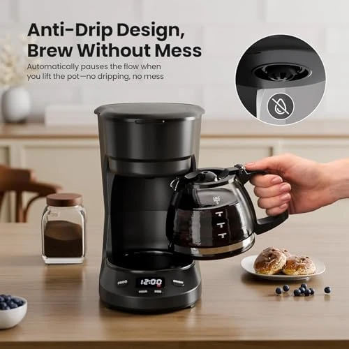 5-Cup Drip Coffee Machine with LED Display — Coffee Maker, Kismile