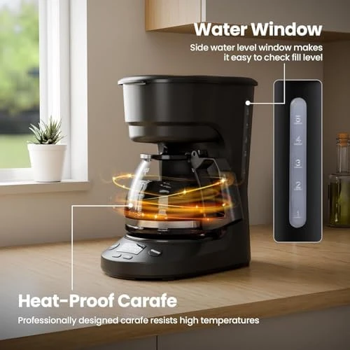 5-Cup Drip Coffee Machine with LED Display — Coffee Maker, Kismile