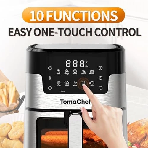 Air Fryer 10-in-1, 5.3QT Compact Oil Free Cooker with Visible Window — Air Fryer, TomaChef