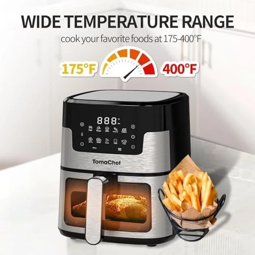 Air Fryer 10-in-1, 5.3QT Compact Oil Free Cooker with Visible Window — Air Fryer, TomaChef