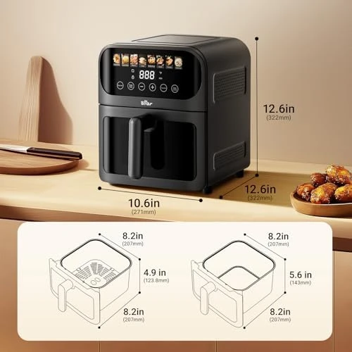Air Fryer, 6.4Qt Stainless Steel with 8 Presets — Air Fryer, Bear