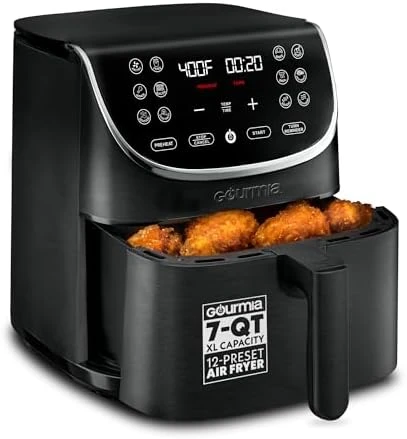 Air Fryer - 7 Qt Large Capacity with LED Display, 12 One-Touch Presets — Air Fryer, Gourmia