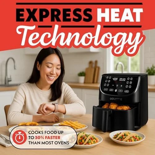 Air Fryer - 7 Qt Large Capacity with LED Display, 12 One-Touch Presets — Air Fryer, Gourmia