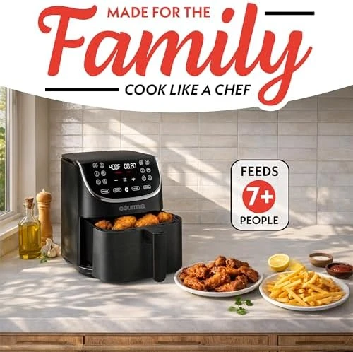 Air Fryer - 7 Qt Large Capacity with LED Display, 12 One-Touch Presets — Air Fryer, Gourmia