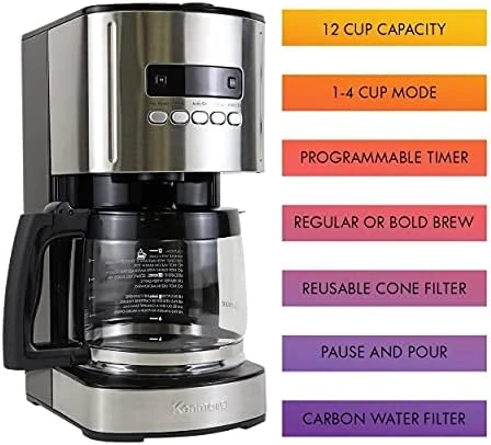 Coffee Maker 12 cup Drip Coffee Machine with Reusable Filter — Coffee Maker, Koolatron