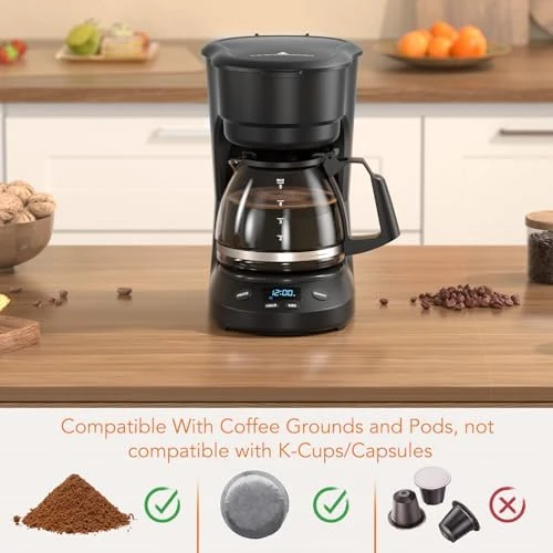 Compact 5-Cup Programmable Drip Coffee Maker — Coffee Maker, Electactic
