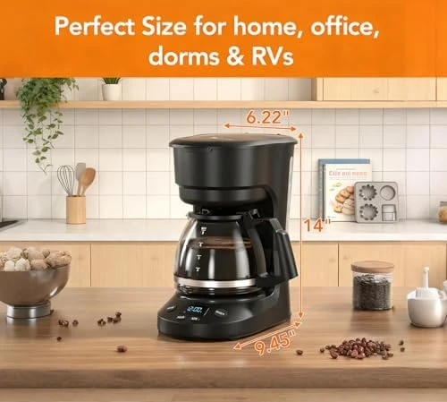 Compact 5-Cup Programmable Drip Coffee Maker — Coffee Maker, Electactic
