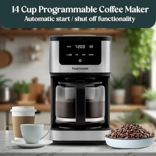 Deluxe 14 Cup Programmable Drip Coffee Maker with Glass Carafe — Coffee Maker, Pantrymade