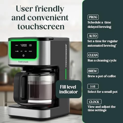 Deluxe 14 Cup Programmable Drip Coffee Maker with Glass Carafe — Coffee Maker, Pantrymade