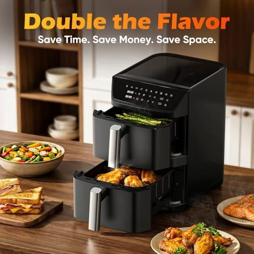 Dual Basket Air Fryer, 12.6QT Family-Size for 10–12 People — Air Fryer, Mirtan