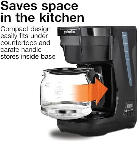FrontFill Drip Coffee Maker, Digital & Programmable, 12 Cup Glass Carafe — Coffee Maker, Proctor Silex