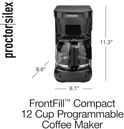 FrontFill Drip Coffee Maker, Digital & Programmable, 12 Cup Glass Carafe — Coffee Maker, Proctor Silex