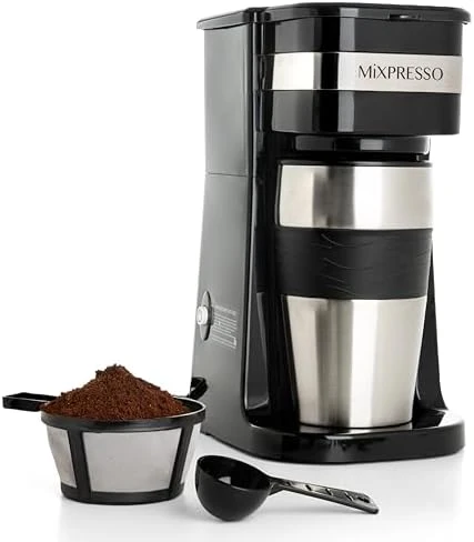 Green Personal Single Serve Coffee Maker with 14oz Travel Mug — Coffee Maker, Mixpresso