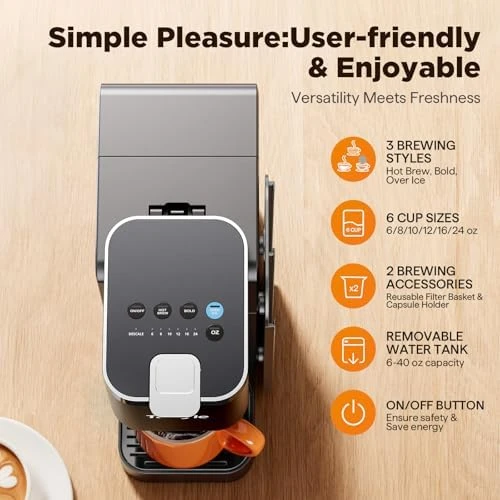 Hot & Iced Coffee Maker with Magnetic K-Pod Organizer — Coffee Maker, Tastyle
