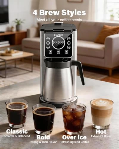 Programmable 5 Cup Drip Coffee Maker with Single Serve & Carafe — Coffee Maker, SHARDOR
