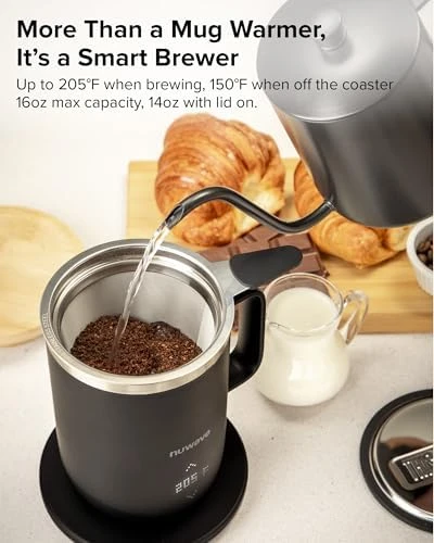 Self-Heating Coffee Mug with Charging Base — Smart Water Bottle, Nuwave