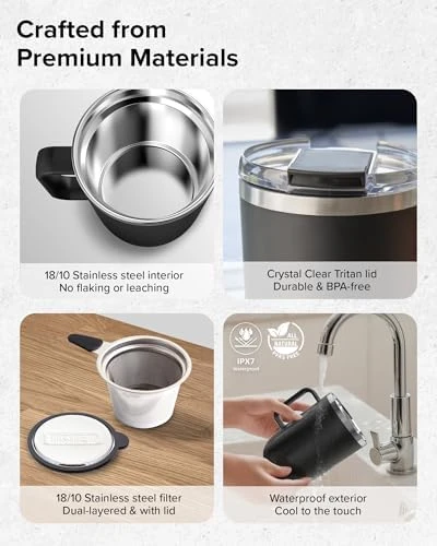 Self-Heating Coffee Mug with Charging Base — Smart Water Bottle, Nuwave