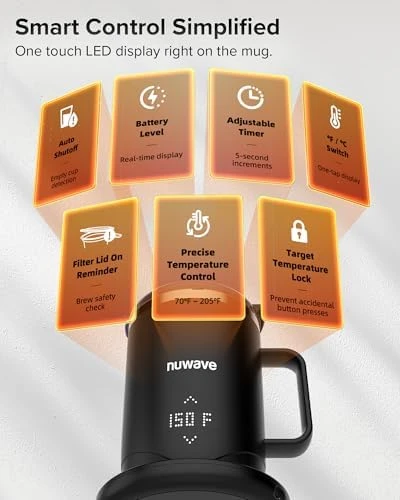 Self-Heating Coffee Mug with Charging Base — Smart Water Bottle, Nuwave