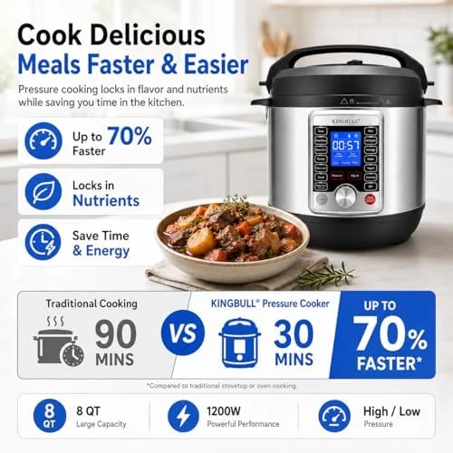 14-in-1 Electric Pressure Cooker 8 Quart — Multicooker, KINGBULL