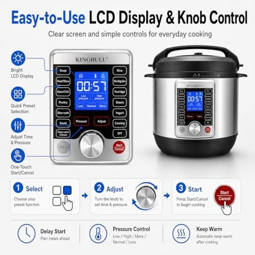 14-in-1 Electric Pressure Cooker 8 Quart — Multicooker, KINGBULL