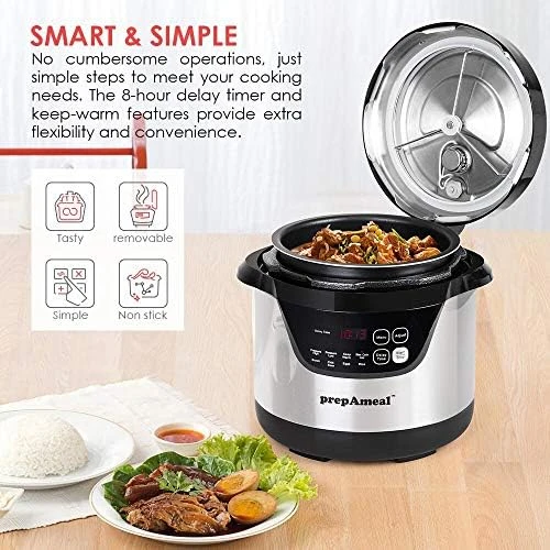 3 Quart Pressure Cooker 8-in-1 Multi Use Programmable — Multicooker, prepAmeal