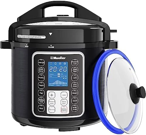 6 Quart Pressure Cooker 10 in 1, Cook 2 Dishes at Once — Multicooker, Mueller