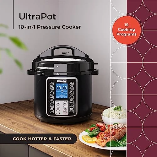 6 Quart Pressure Cooker 10 in 1, Cook 2 Dishes at Once — Multicooker, Mueller