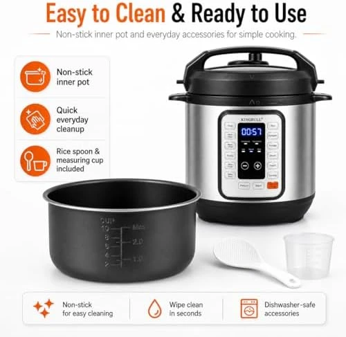 6QT Electric Pressure Cooker – 12-in-1 Multi Cooker — Multicooker, KINGBULL