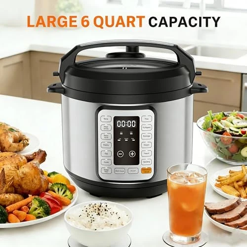 6QT Electric Pressure Cooker, 16-in-1 & Non-Stick Stainless Steel Multi Cooker — Multicooker, Simple Deluxe