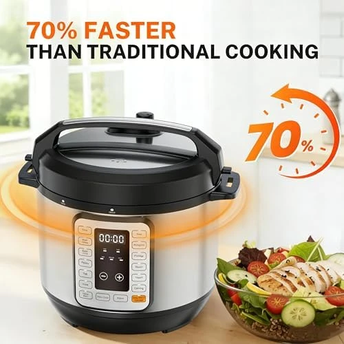 6QT Electric Pressure Cooker, 16-in-1 & Non-Stick Stainless Steel Multi Cooker — Multicooker, Simple Deluxe