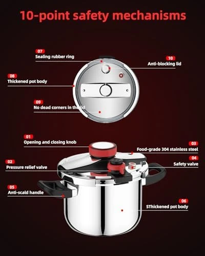 8 Qt Pressure Cooker, 3-in-1 Fast Cooking with One-Hand Locking — Multicooker, Jyxmor