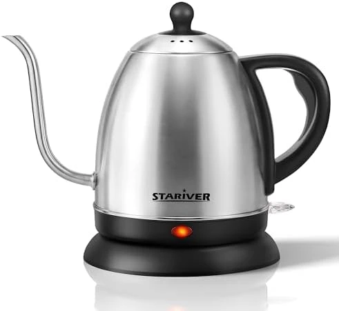 Electric Gooseneck Kettle, 1L Water Boiler, BPA-Free, Pour Over Tea Pot Stainless Steel — Electric Kettle, Stariver