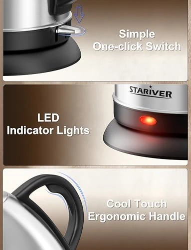 Electric Gooseneck Kettle, 1L Water Boiler, BPA-Free, Pour Over Tea Pot Stainless Steel — Electric Kettle, Stariver