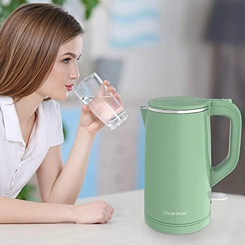 Electric Kettle Quiet, Double Wall Hot Water Boiler BPA-Free, Cool Touch, Cordless — Electric Kettle, COOKTRON