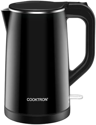 Electric Kettle Quiet, Double Wall Hot Water Boiler BPA-Free, Cool Touch, Cordless — Electric Kettle, COOKTRON