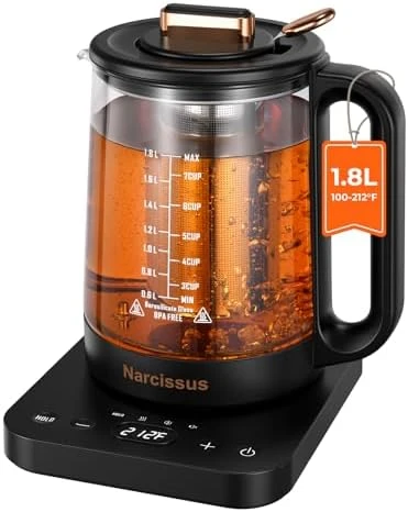 Electric Kettle with Temperature Control, 1.8L, Glass, Removable Infuser — Electric Kettle, Narcissus