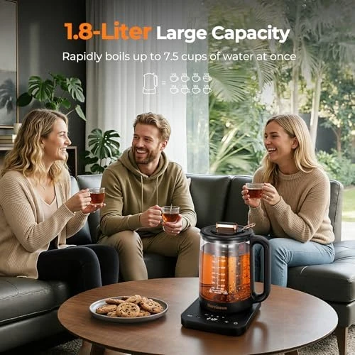 Electric Kettle with Temperature Control, 1.8L, Glass, Removable Infuser — Electric Kettle, Narcissus