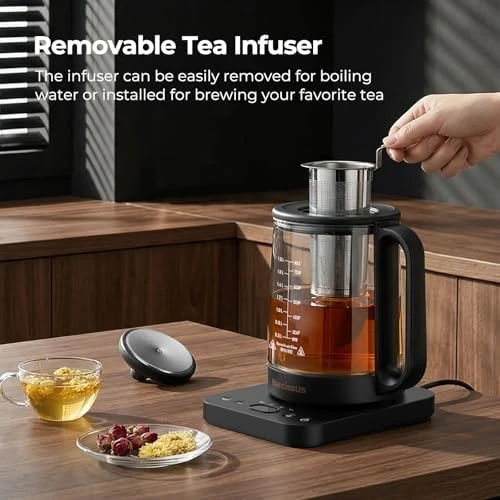 Electric Kettle with Temperature Control, 1.8L, Glass, Removable Infuser — Electric Kettle, Narcissus