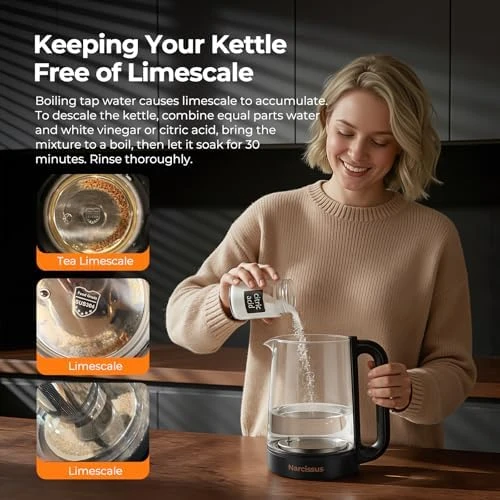 Electric Kettle with Temperature Control, 1.8L, Glass, Removable Infuser — Electric Kettle, Narcissus