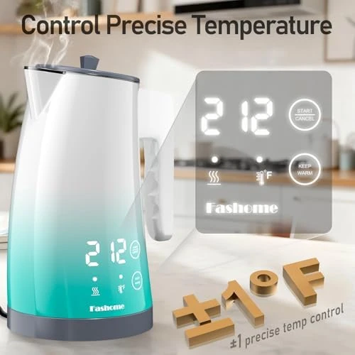 Electric Kettle with Temperature Control, 5 Preset Temps & 2H Keep Warm, 1200W Cool-Touch BPA-Free Electric Tea Kettle,... — Electric Kettle, Fashome