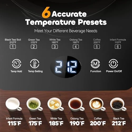 Electric Tea Kettle with Infuser Temperature Control and Automatic Shut Off 24 H Keep Warm — Electric Kettle, Aesthetern