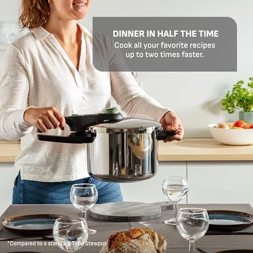 Secure Stainless Steel Pressure Cooker, 6.3 Quart — Multicooker, T-Fal