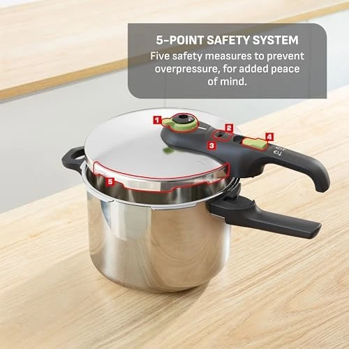 Secure Stainless Steel Pressure Cooker, 6.3 Quart — Multicooker, T-Fal