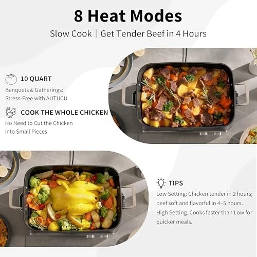 Slow Cooker 10 Quart, 8-in-1 Programmable Multi-Cooker — Multicooker, AUTUCU