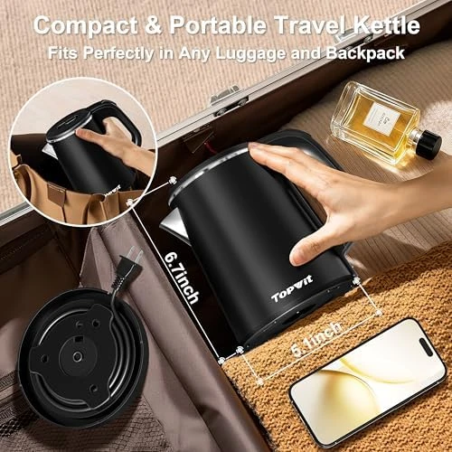 Small Electric Kettle, Portable Travel Kettle Stainless Steel — Electric Kettle, TopWit