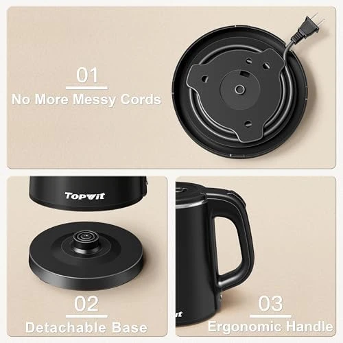 Small Electric Kettle, Portable Travel Kettle Stainless Steel — Electric Kettle, TopWit