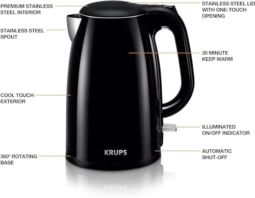 1.5L Electric Kettle, Cool Touch Stainless Steel Interior — Electric Kettle, KRUPS