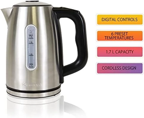 Cordless Electric Kettle with 6 Temperature Pre-Sets — Electric Kettle, Koolatron