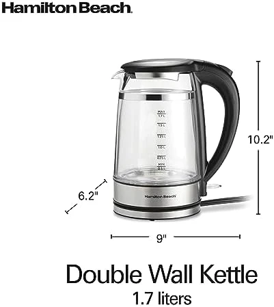 Double Wall 1.7L Electric Kettle — Electric Kettle, Hamilton Beach